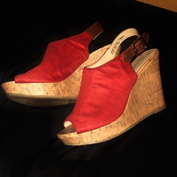 American Eagle Outfitters Shoes - Red heels / wedges open toe